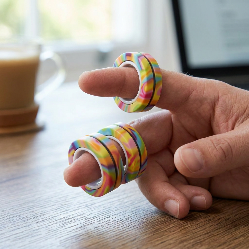 Magnetic Fidget Ring Spinner Set in use, lifestyle setting