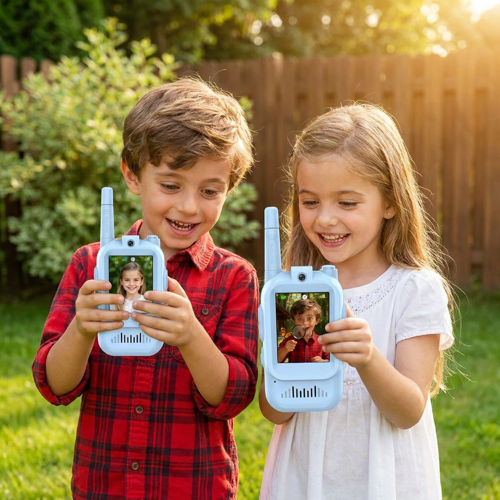 Childrens 2 Pack Video Walkie Talkie in use, lifestyle setting