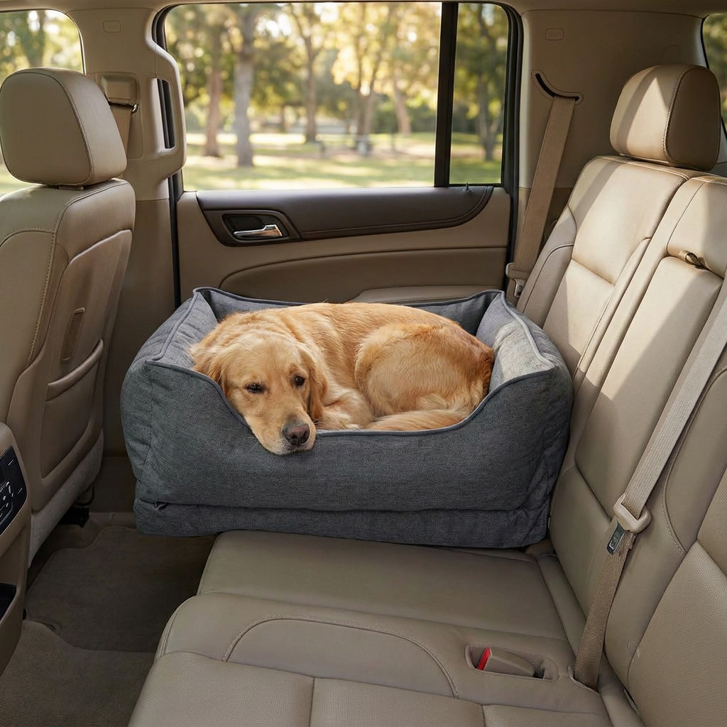 Orthopedic Car Dog Bed in use, lifestyle setting