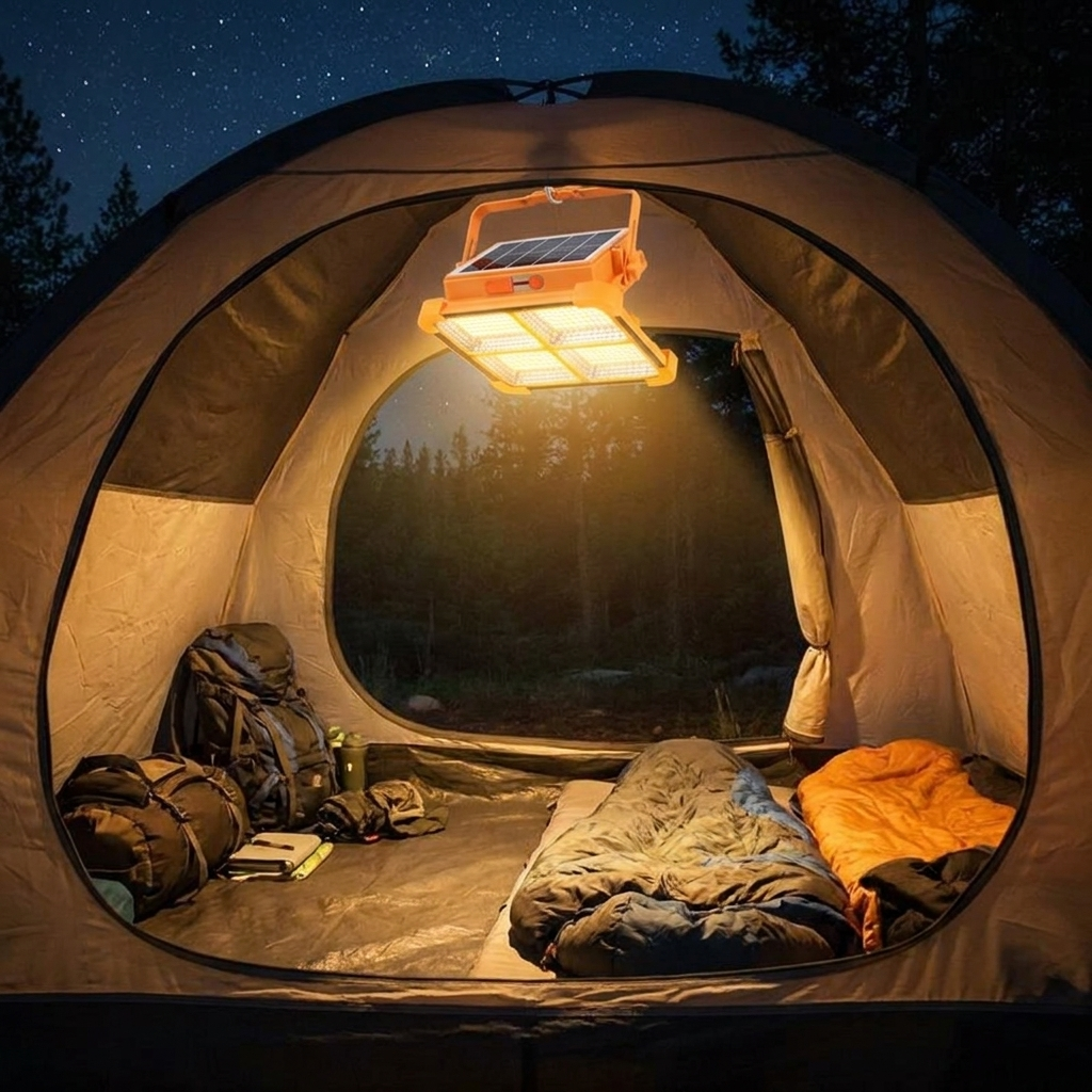 Solar Portable Camping Lamp in use, lifestyle setting