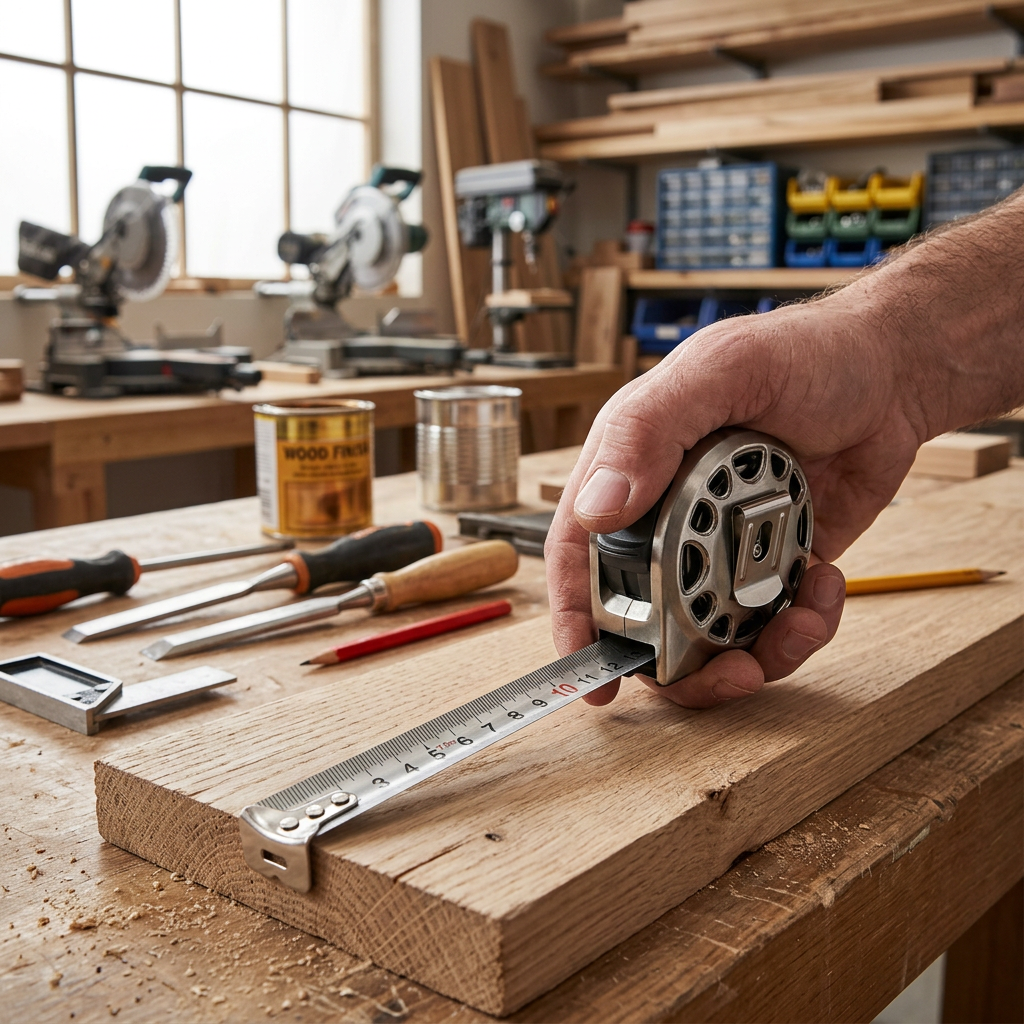 Stainless Steel Measuring Tape in use, lifestyle setting