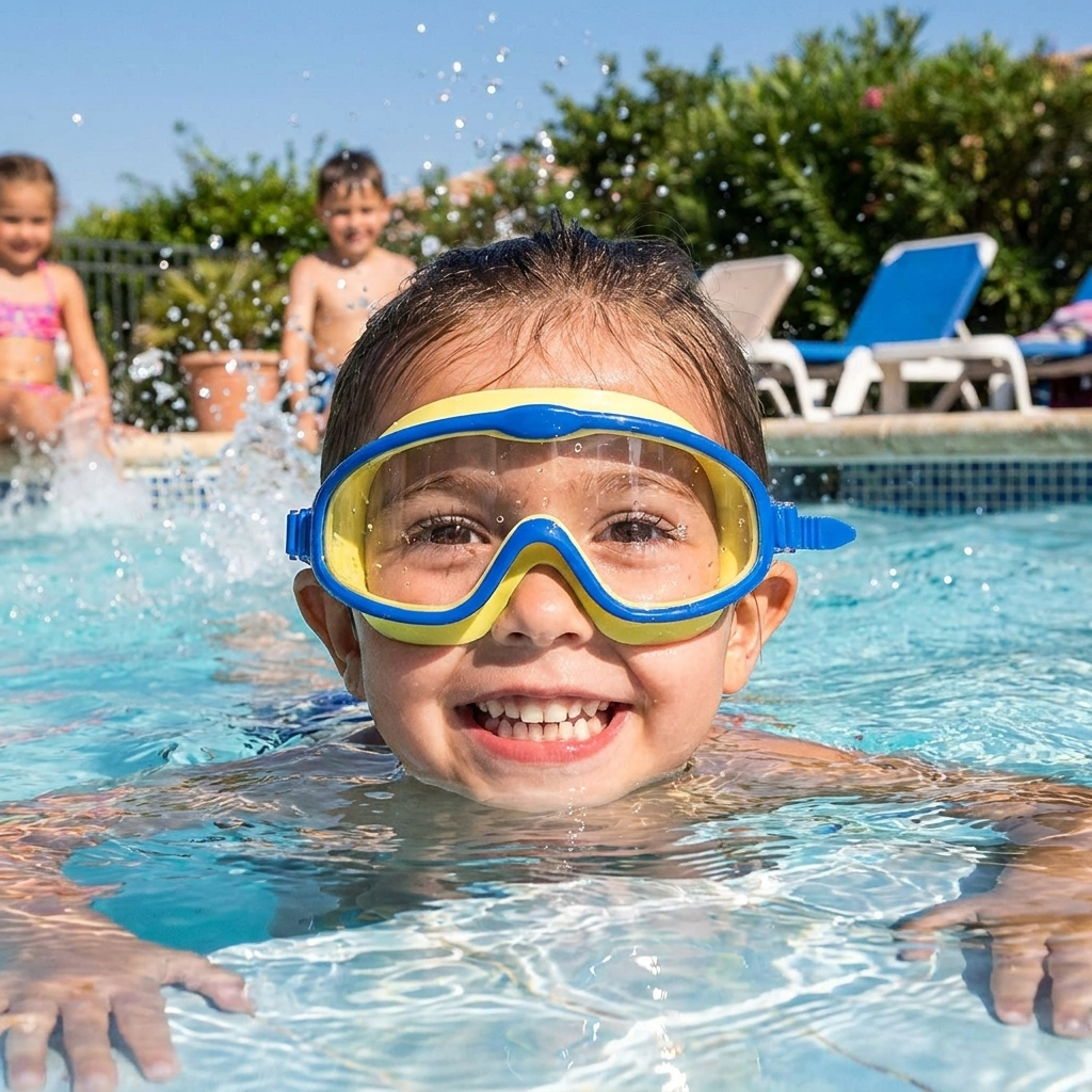 Kids Swim Goggles in use, lifestyle setting