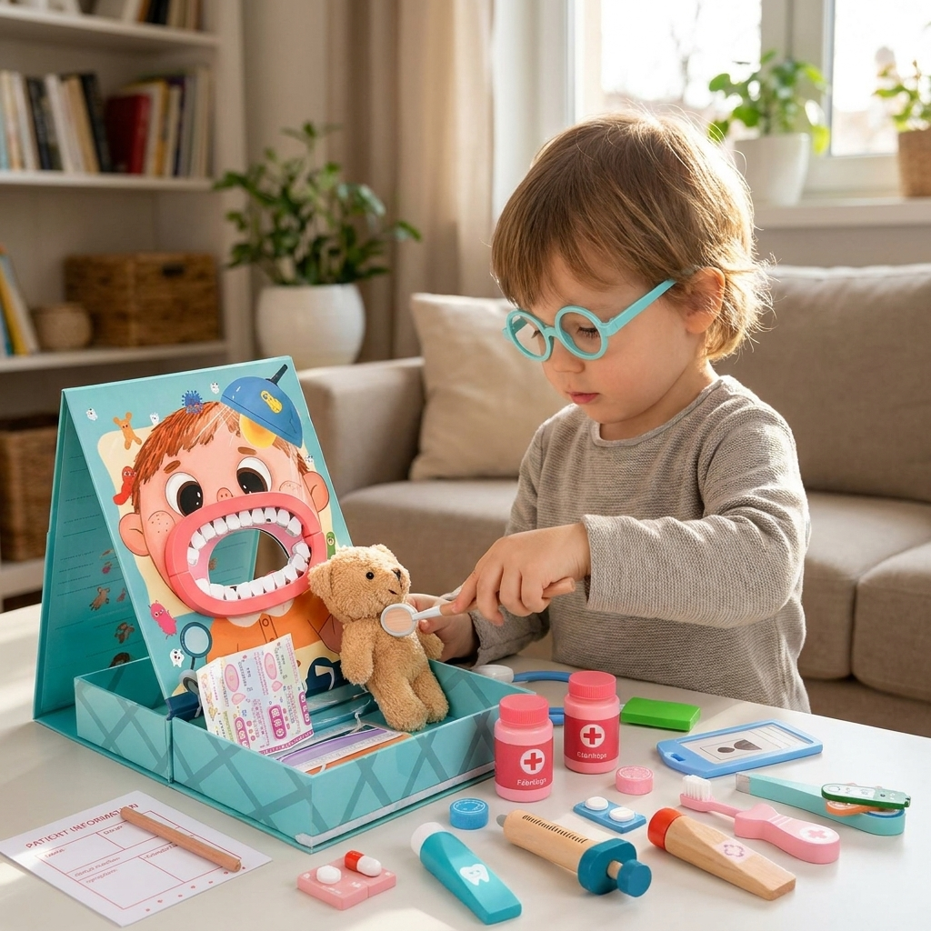 Dentist Role-Play Kit in use, lifestyle setting