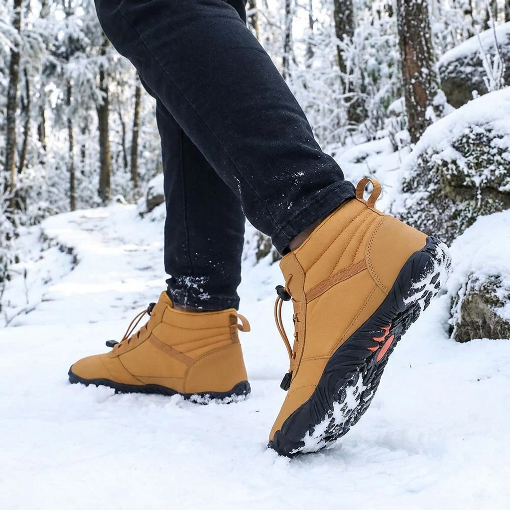Waterproof Winter Barefoot Shoes in use, lifestyle setting