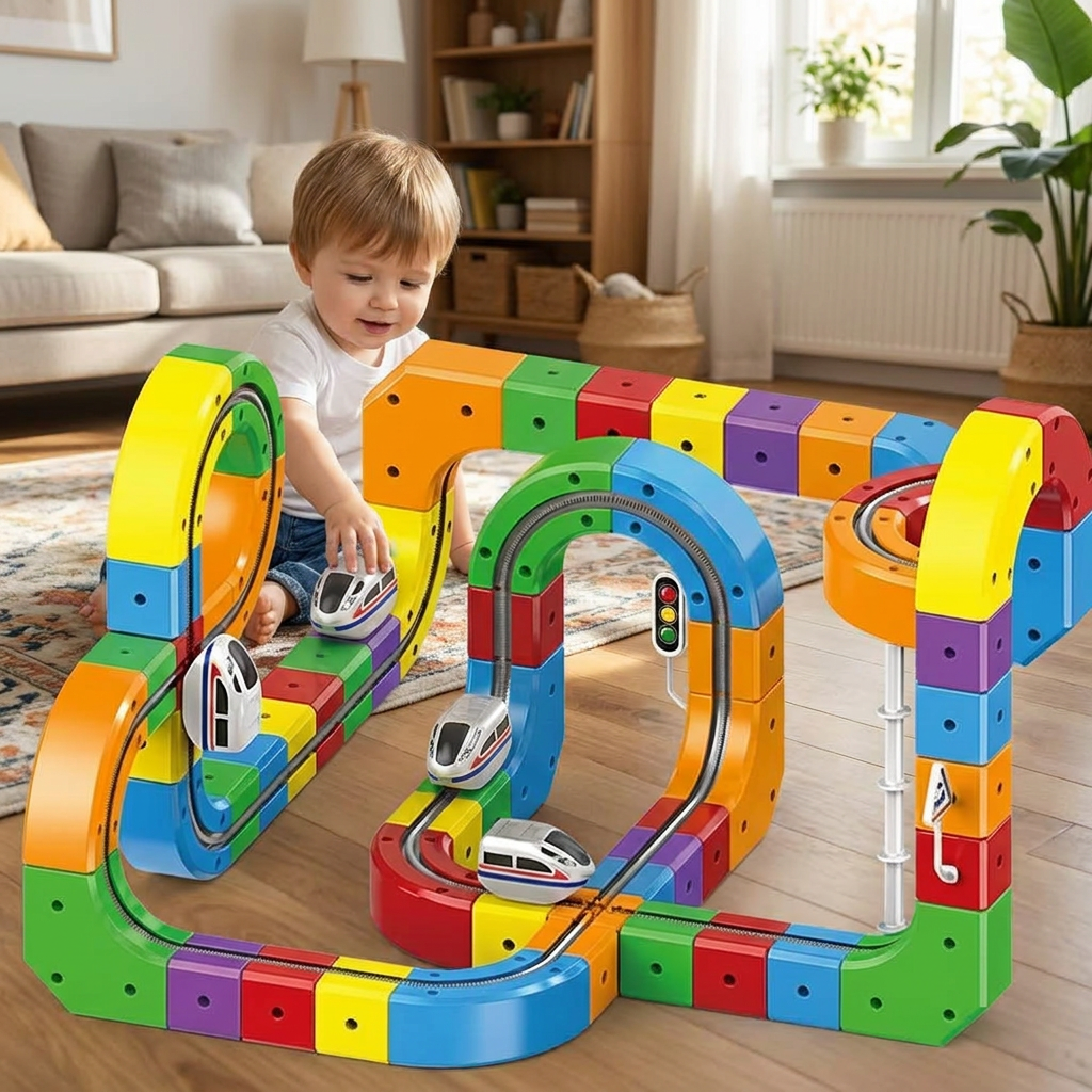 Magnetic Train Track Toy in use, lifestyle setting