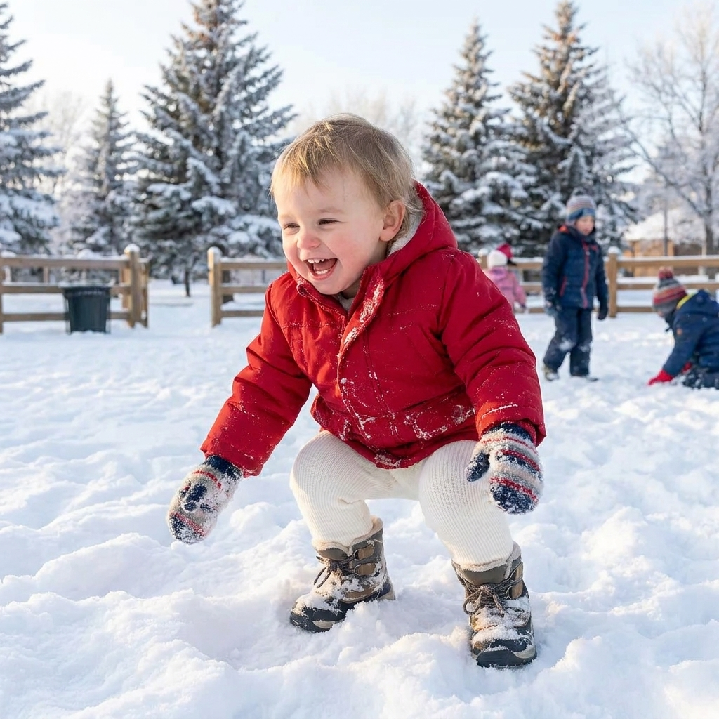 Kids Winter Fleece Lined Leggings in use, lifestyle setting