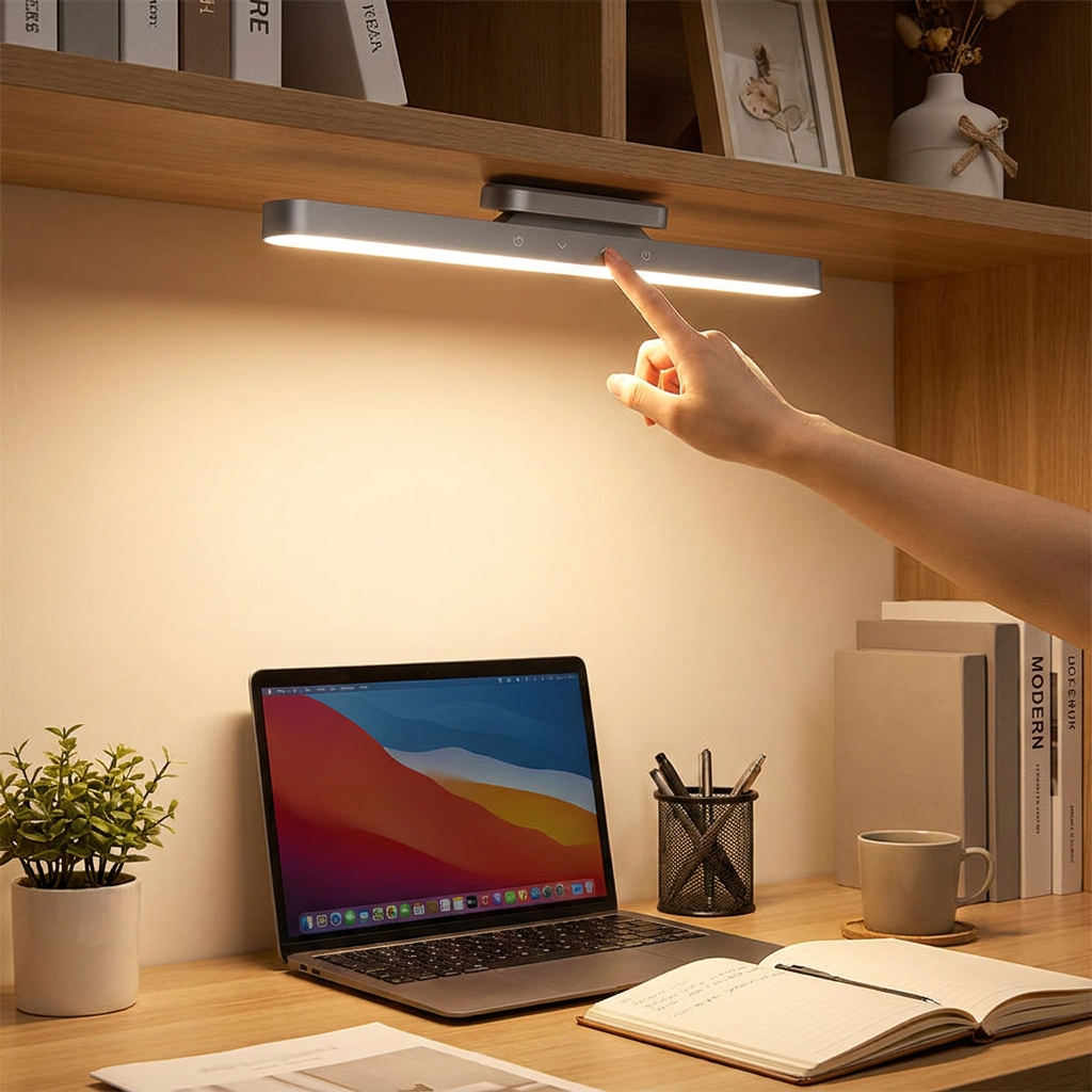 Magnetic Rechargeable Desk Lamp in use, lifestyle setting