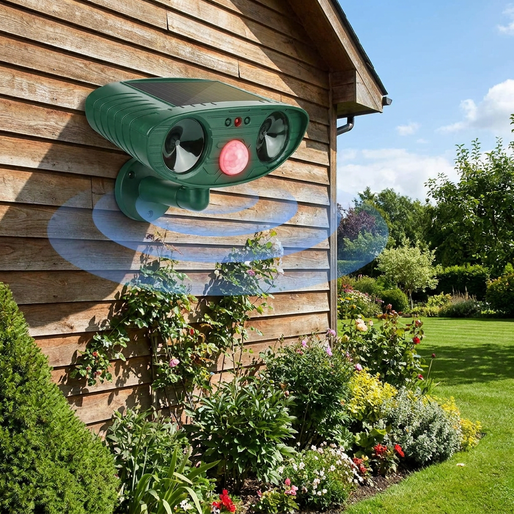 Ultrasonic Woodpecker Repellent in use, lifestyle setting