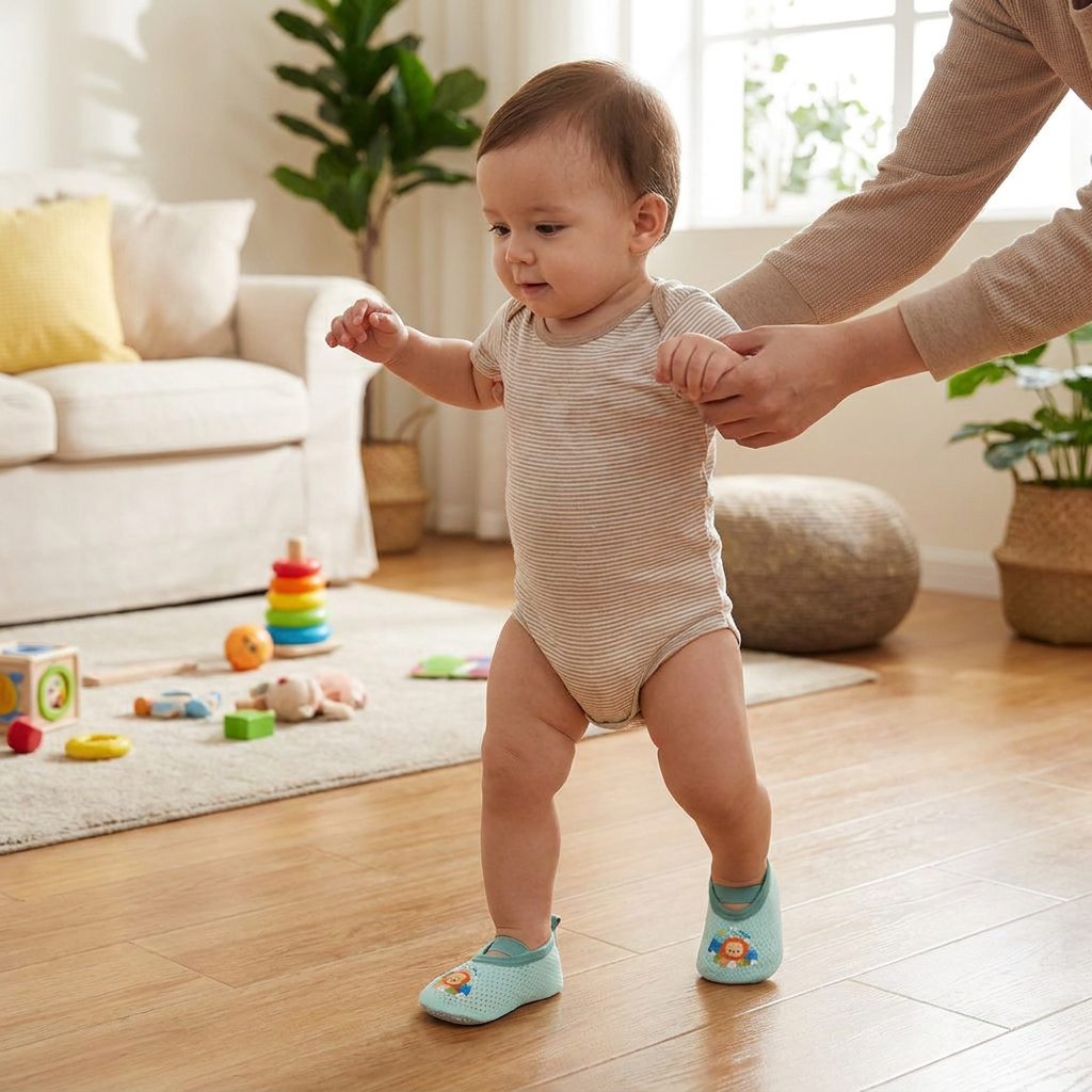 Baby Non-Slip Cartoon Shoes in use, lifestyle setting