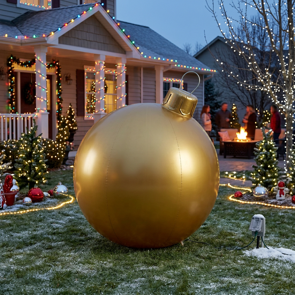 Inflatable Holiday Ball Decoration in use, lifestyle setting