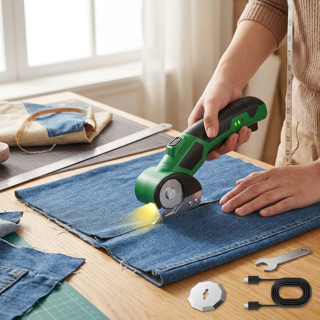 Cordless Electric Scissors in use, lifestyle setting