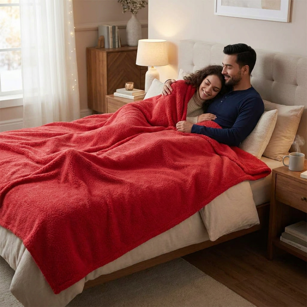 Waterproof Blanket for Couples in use, lifestyle setting