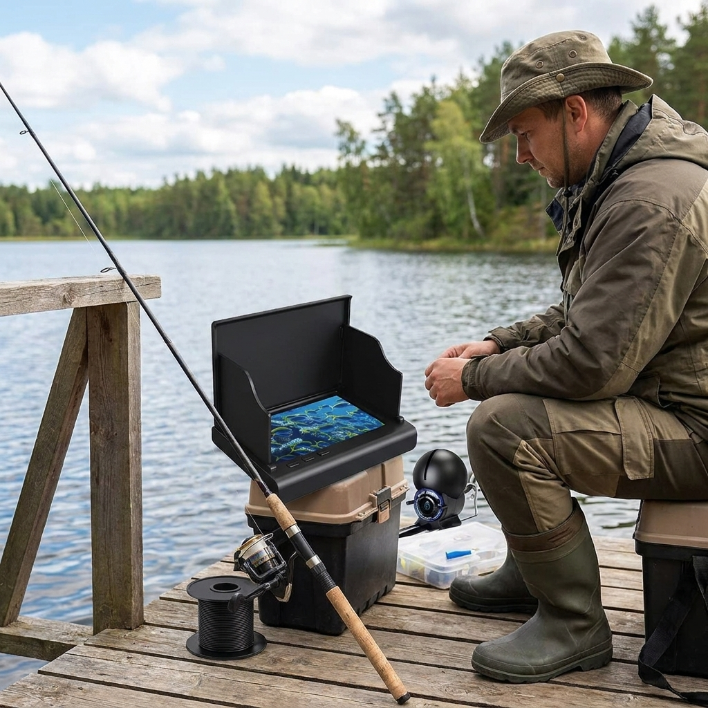 Portable Fish Finder Camera in use, lifestyle setting