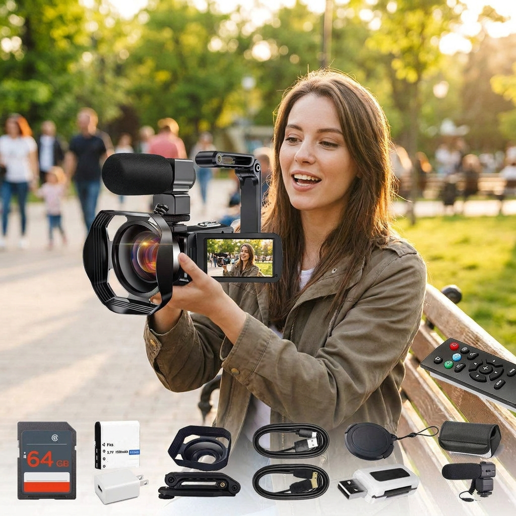 4K Vlogging Camcorder in use, lifestyle setting