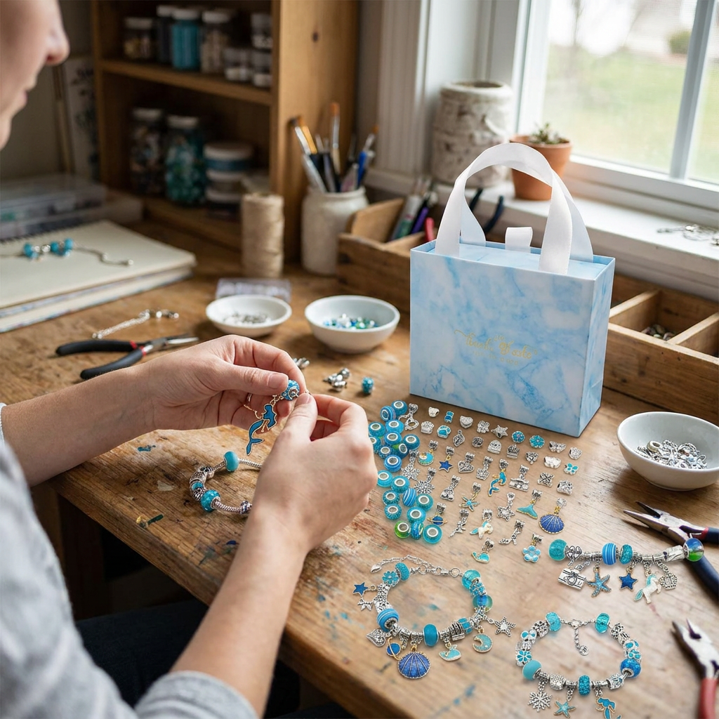 DIY Jewellery Craft Set in use, lifestyle setting