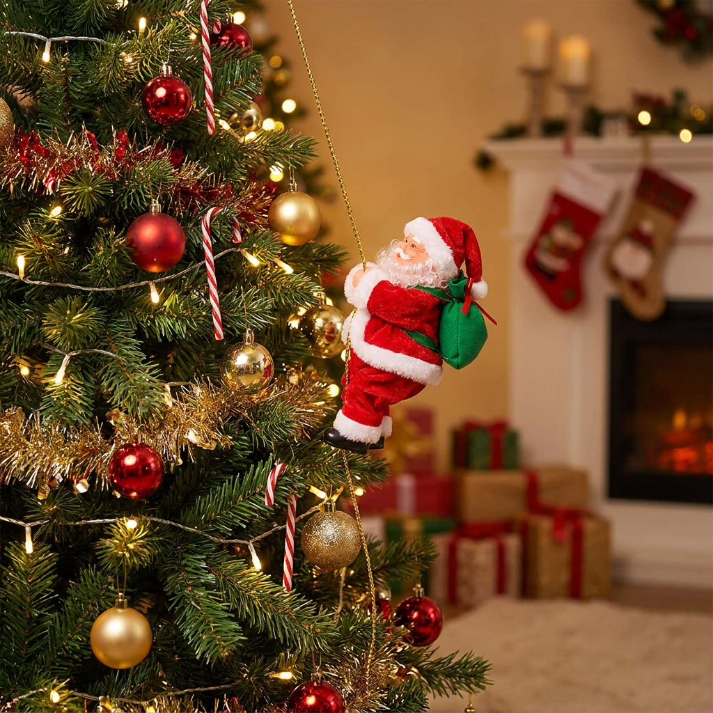 Climbing Santa Display Toy in use, lifestyle setting