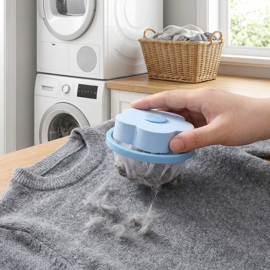 Laundry Lint and Fur Remover in use, lifestyle setting