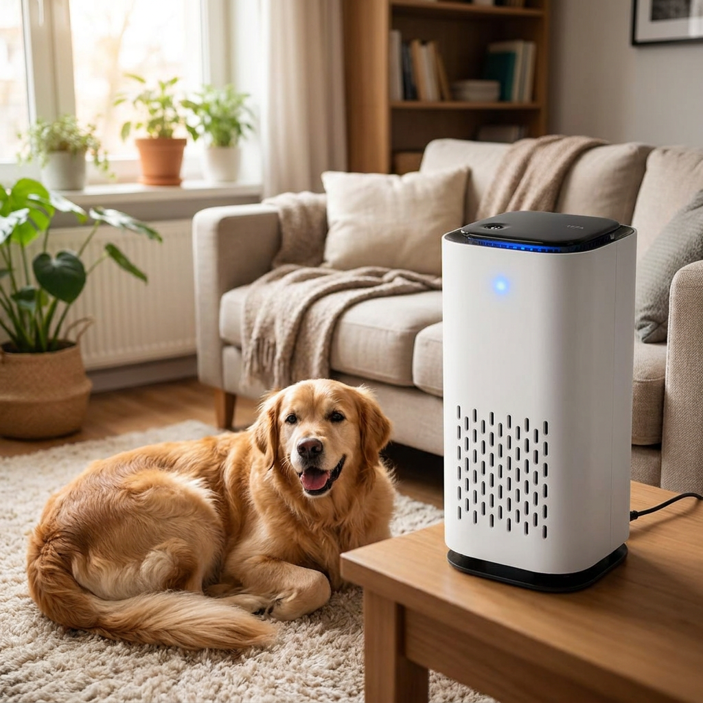 Pet Air Purifier in use, lifestyle setting