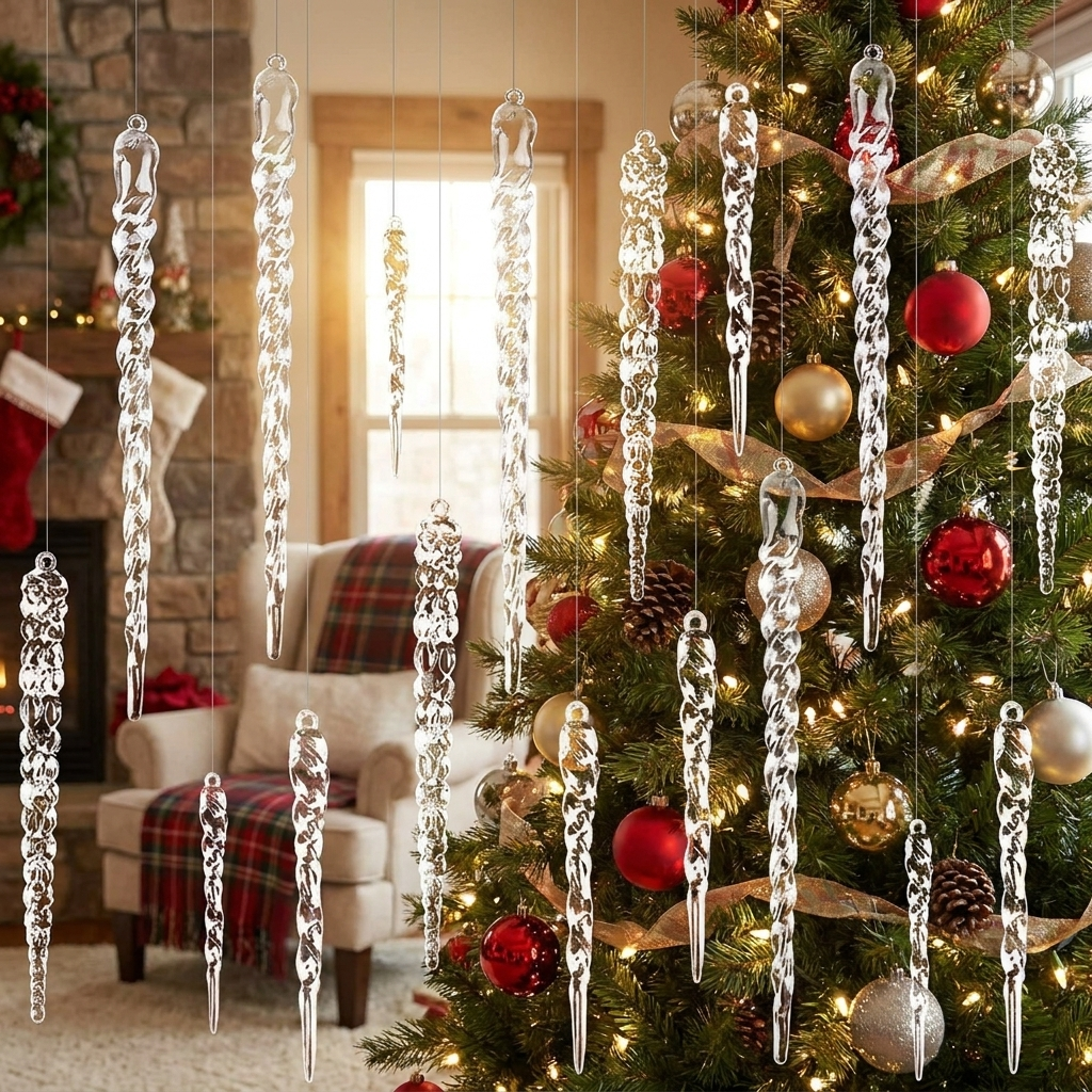 Icicle Ornament Set in use, lifestyle setting