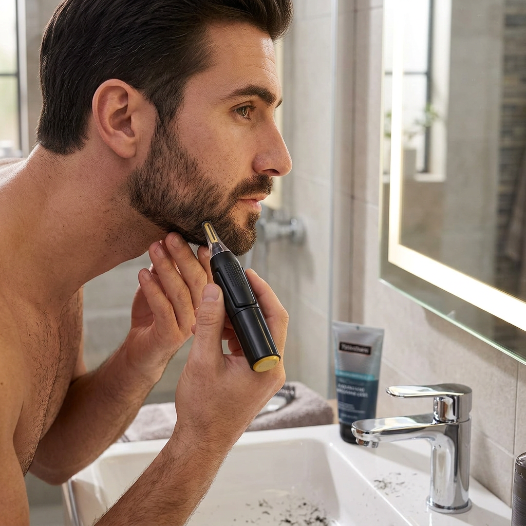 Men's Multi-Area Grooming Trimmer in use, lifestyle setting