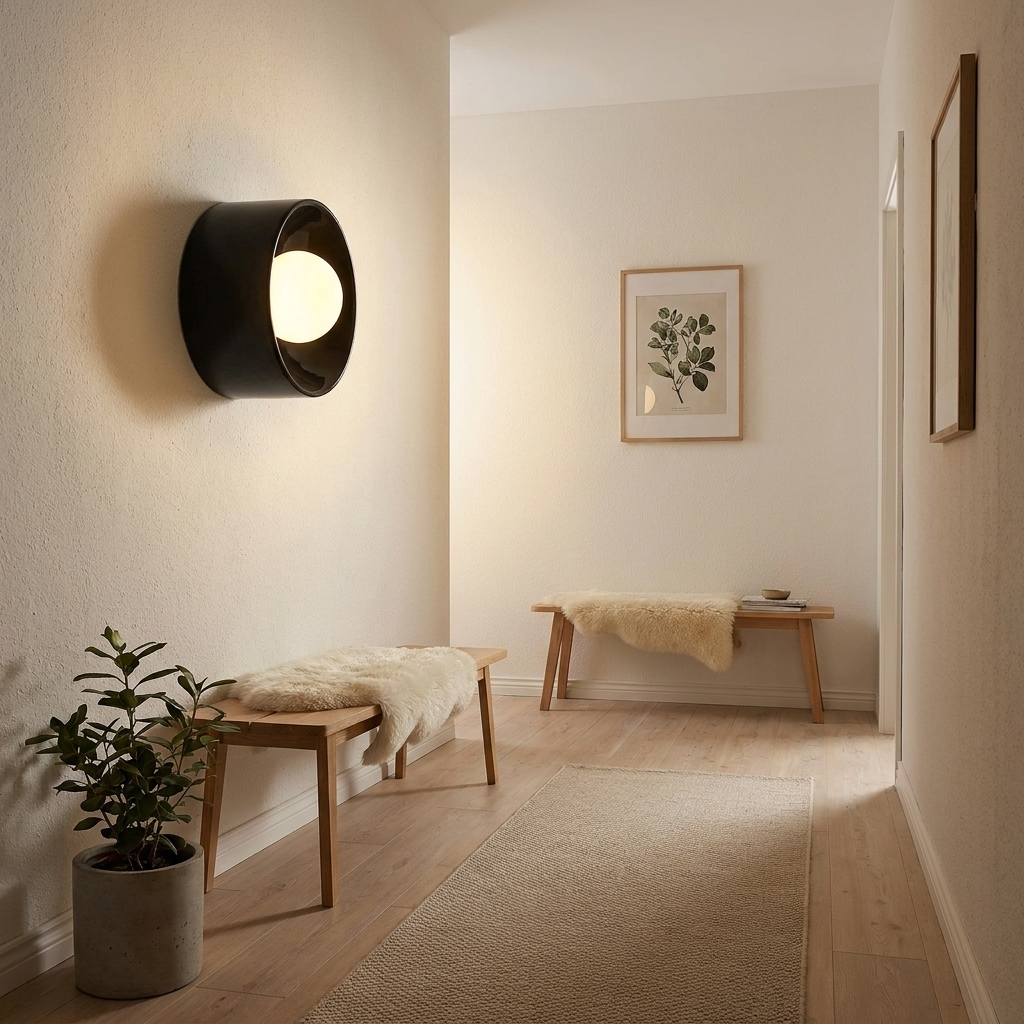 Nordic Modern Black Wall Lamp in use, lifestyle setting