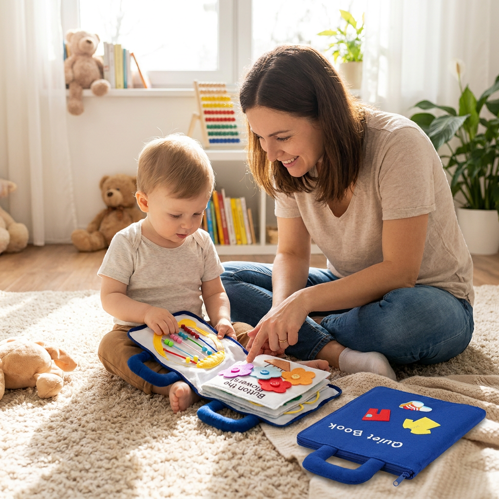 Montessori Book for 1-Year-Olds in use, lifestyle setting