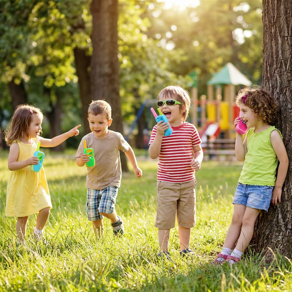 Kids Walkie Talkies in use, lifestyle setting