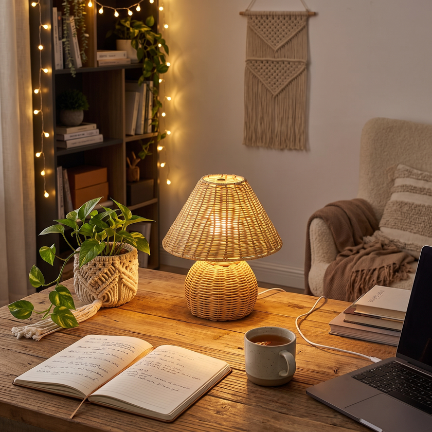 Bamboo Woven Desk Lamp lifestyle