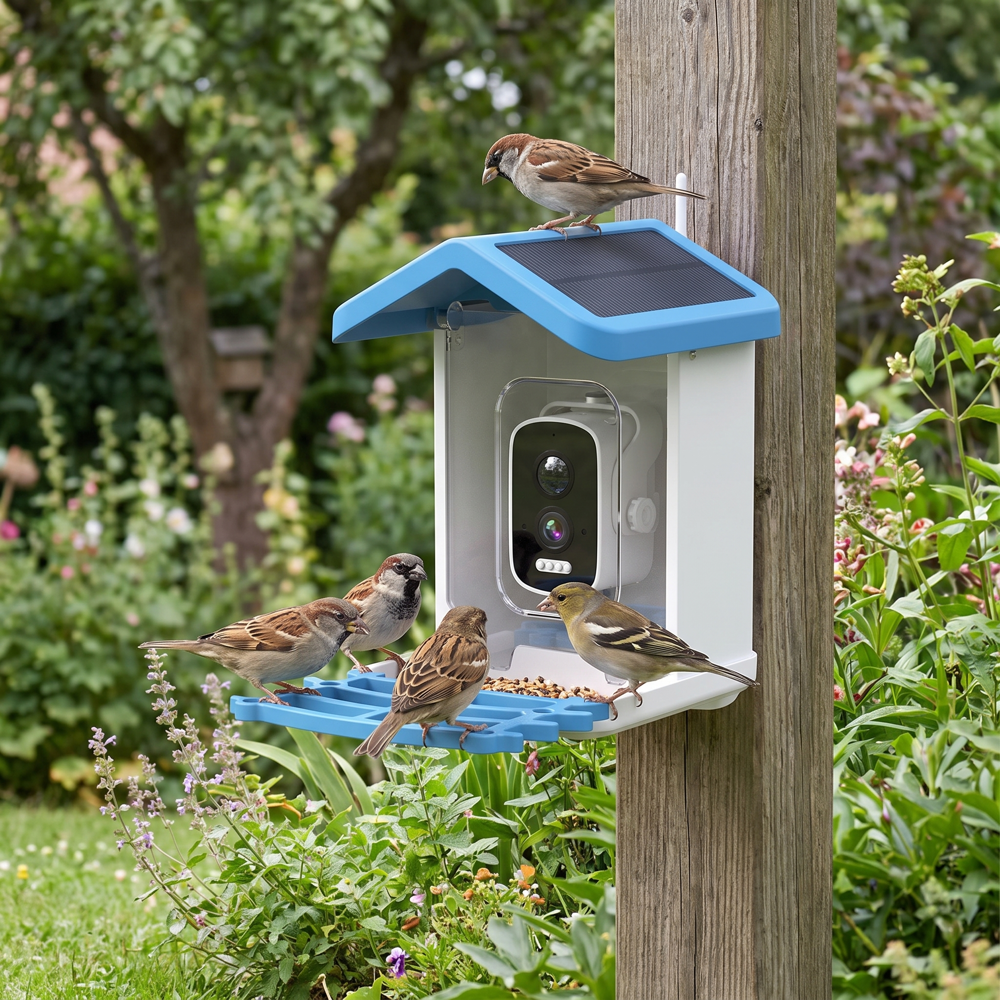 Bird Feeder Camera Solar Roof lifestyle