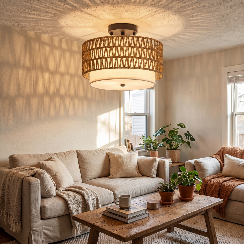Boho Rattan Ceiling Light