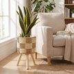 Bohemian Bamboo Woven Flower Stand