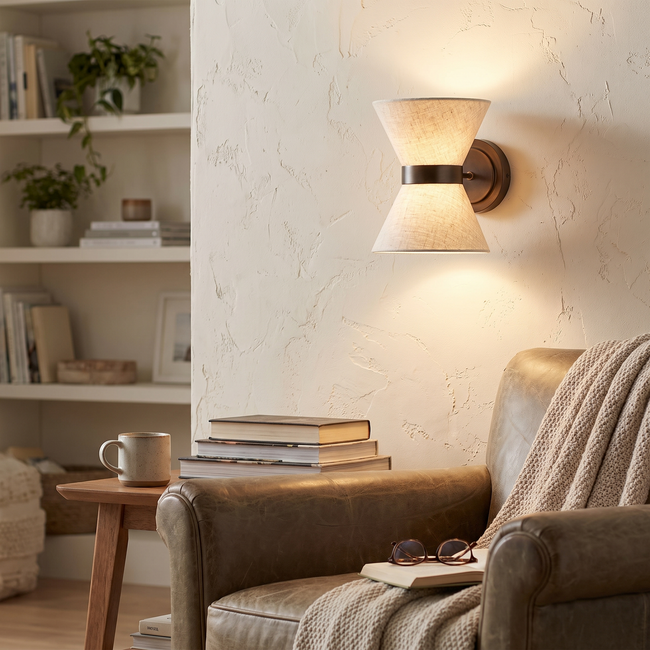 Bronze & Linen Wall Light