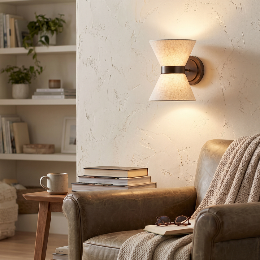 Bronze & Linen Wall Light