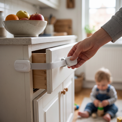 Cabinet Locks Child Safety Adhesive Strap Lock Drawer Door