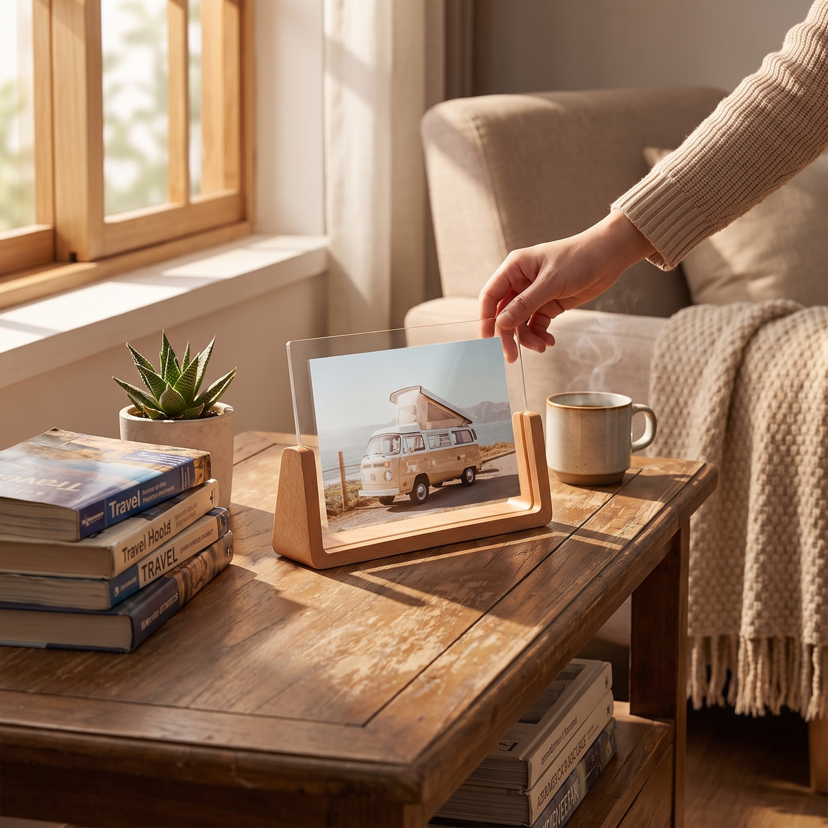 U-Shaped Acrylic & Wood Photo Frame