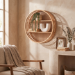 Round Bamboo Wall Shelf