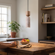 Wabi-Sabi Travertine & Wood Pendant Light