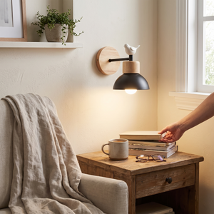 Nordic Wooden Bird Wall Lamp