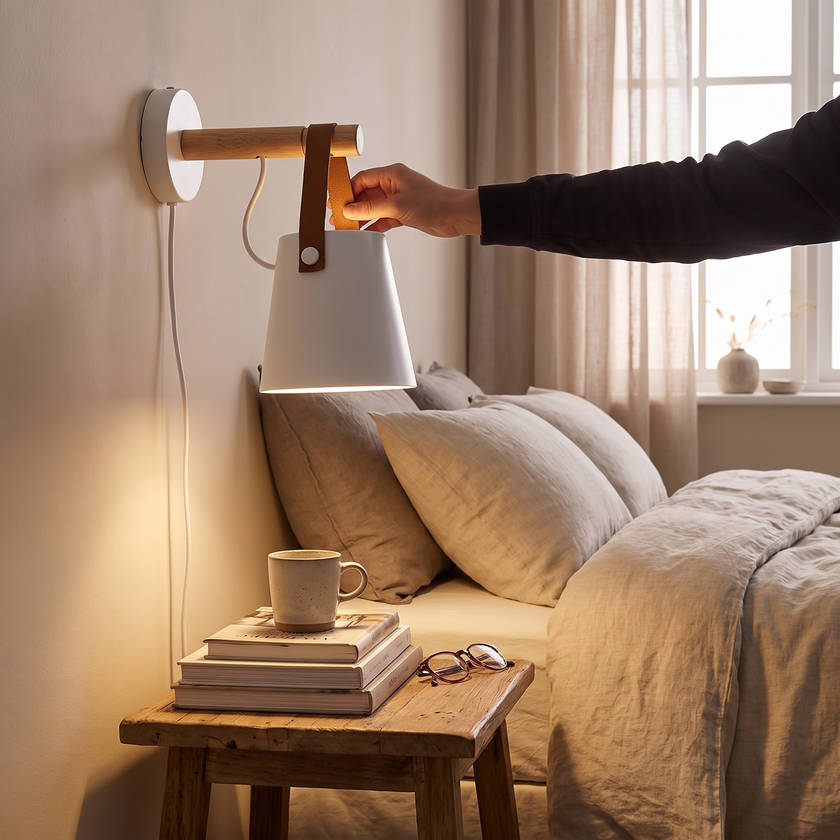 Nordic Wood & Leather Wall Lamp