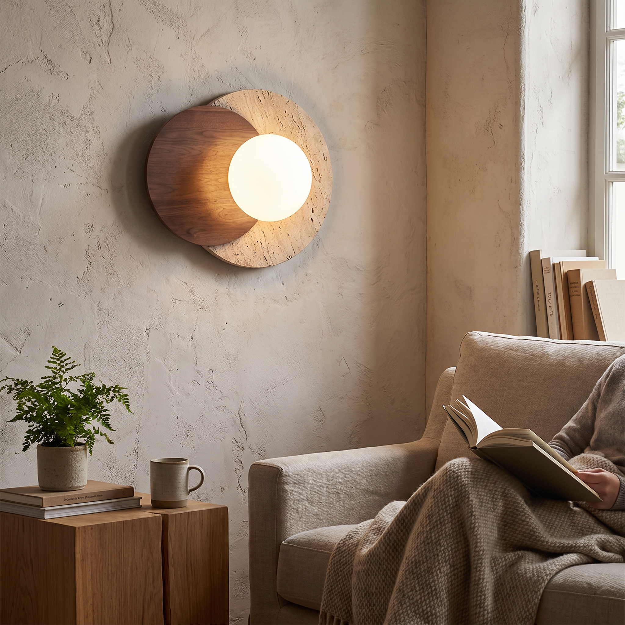 Wabi-Sabi Stone Wall Lamp