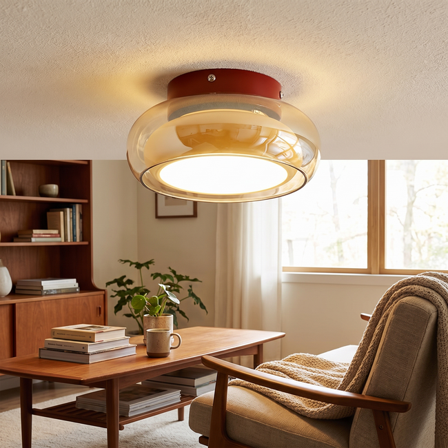June Retro Glass Flush Mount Ceiling Light