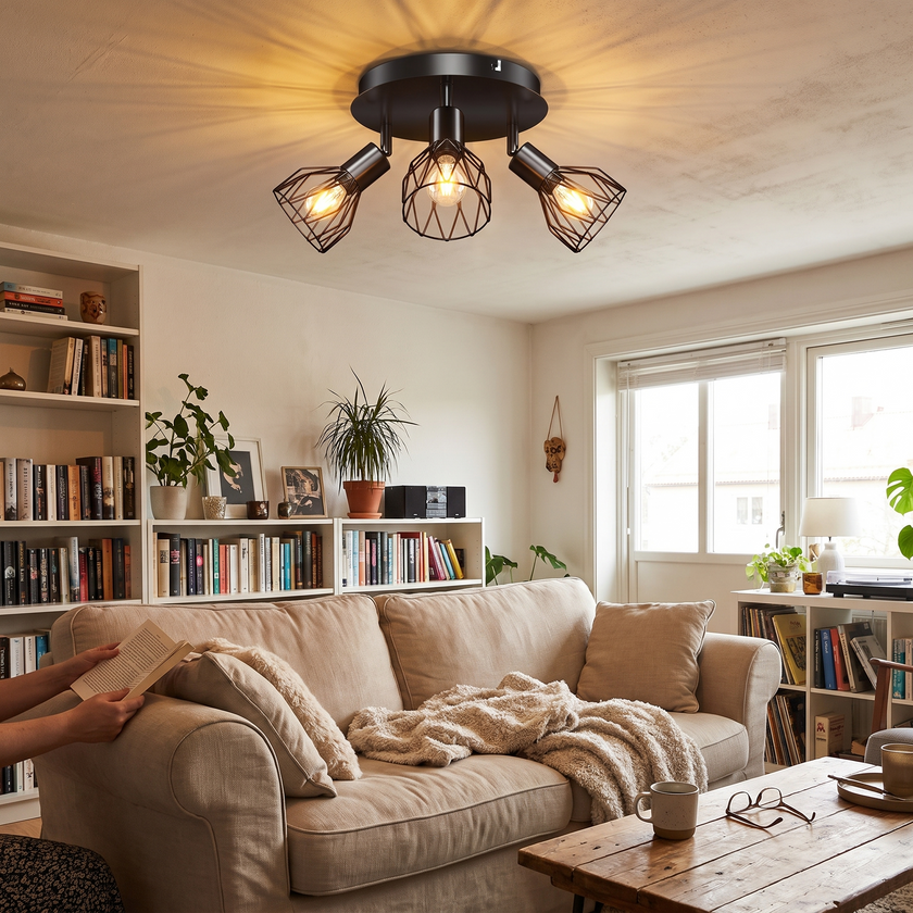 Industrial Adjustable Black Spotlight Ceiling Light