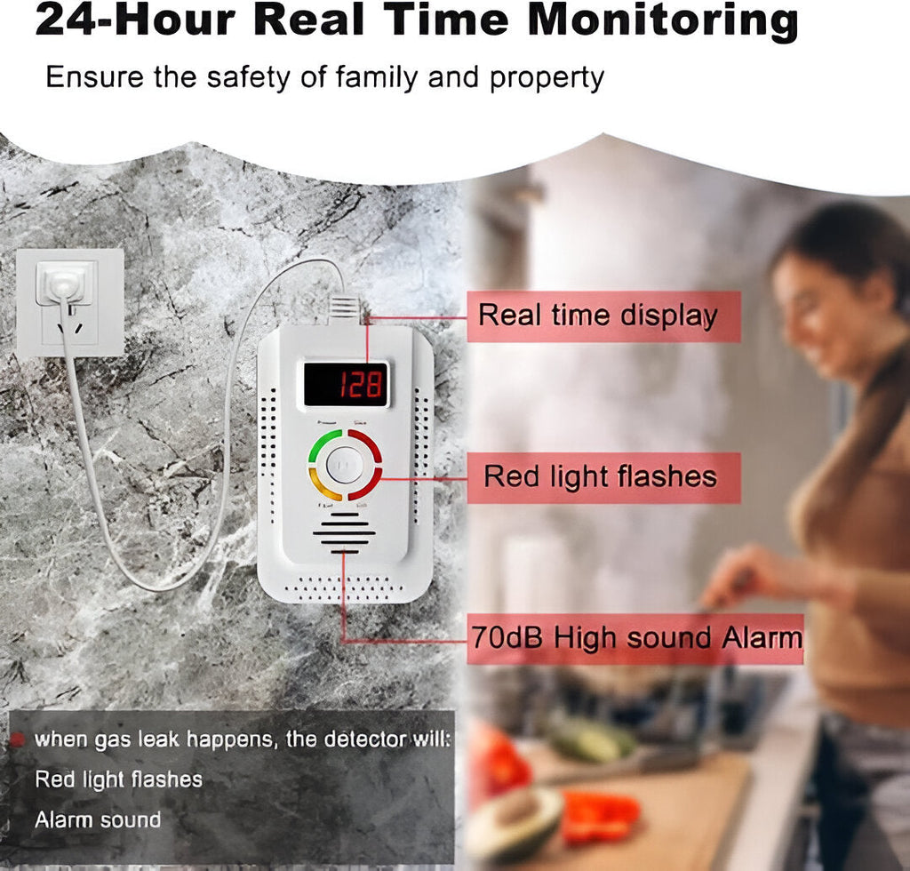 Plug-In Gas & CO Detector: Continuous Home Safety Monitoring