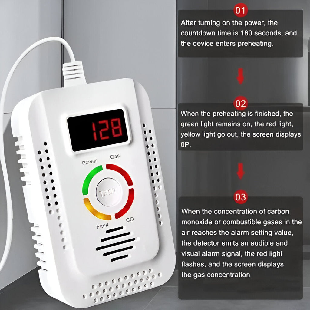 Plug-In Gas & CO Detector: Continuous Home Safety Monitoring