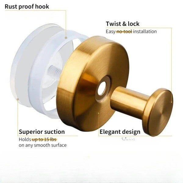 Twist-Lock Suction Wall Hooks: Damage-Free 2-Piece Set