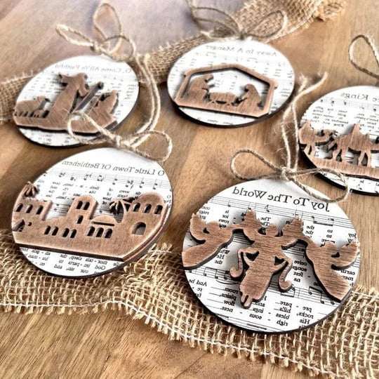 Nativity Music Sheet Ornament Collection: Festive Tree Decor