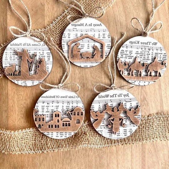 Nativity Music Sheet Ornament Collection: Festive Tree Decor