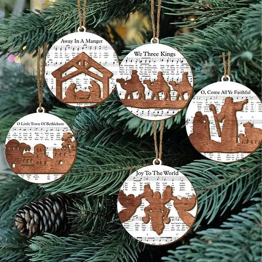 Nativity Music Sheet Ornament Collection: Festive Tree Decor