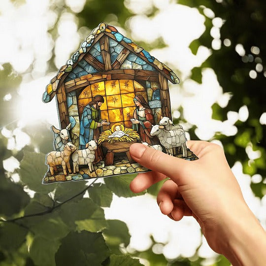 Nativity Scene Suncatcher: Holiday Light Display