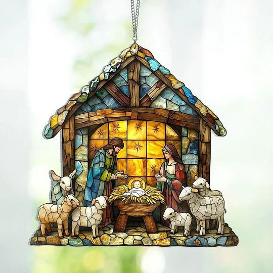 Nativity Scene Suncatcher: Holiday Light Display